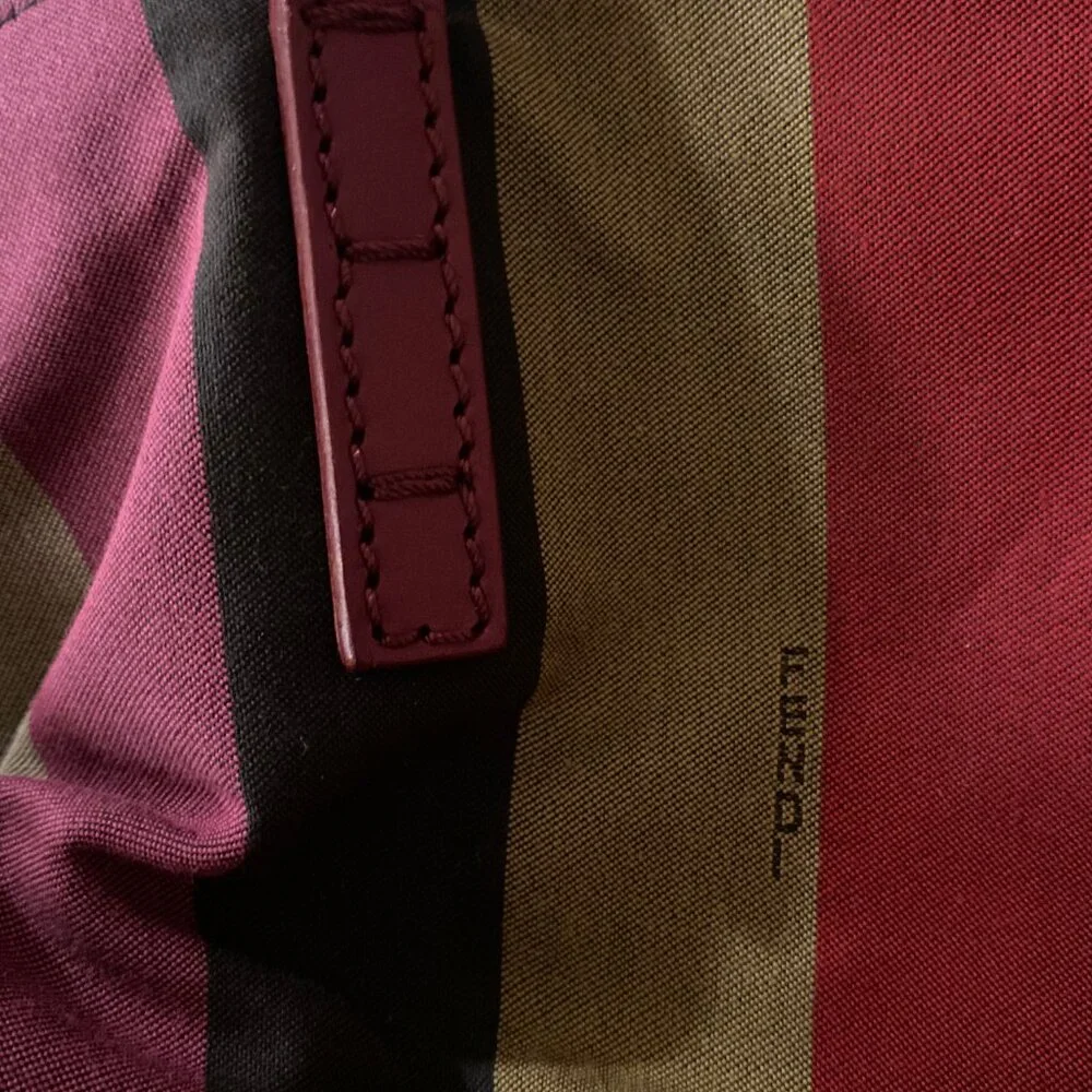 Fendi Pequin Multicolor Striped Tobacco Tote